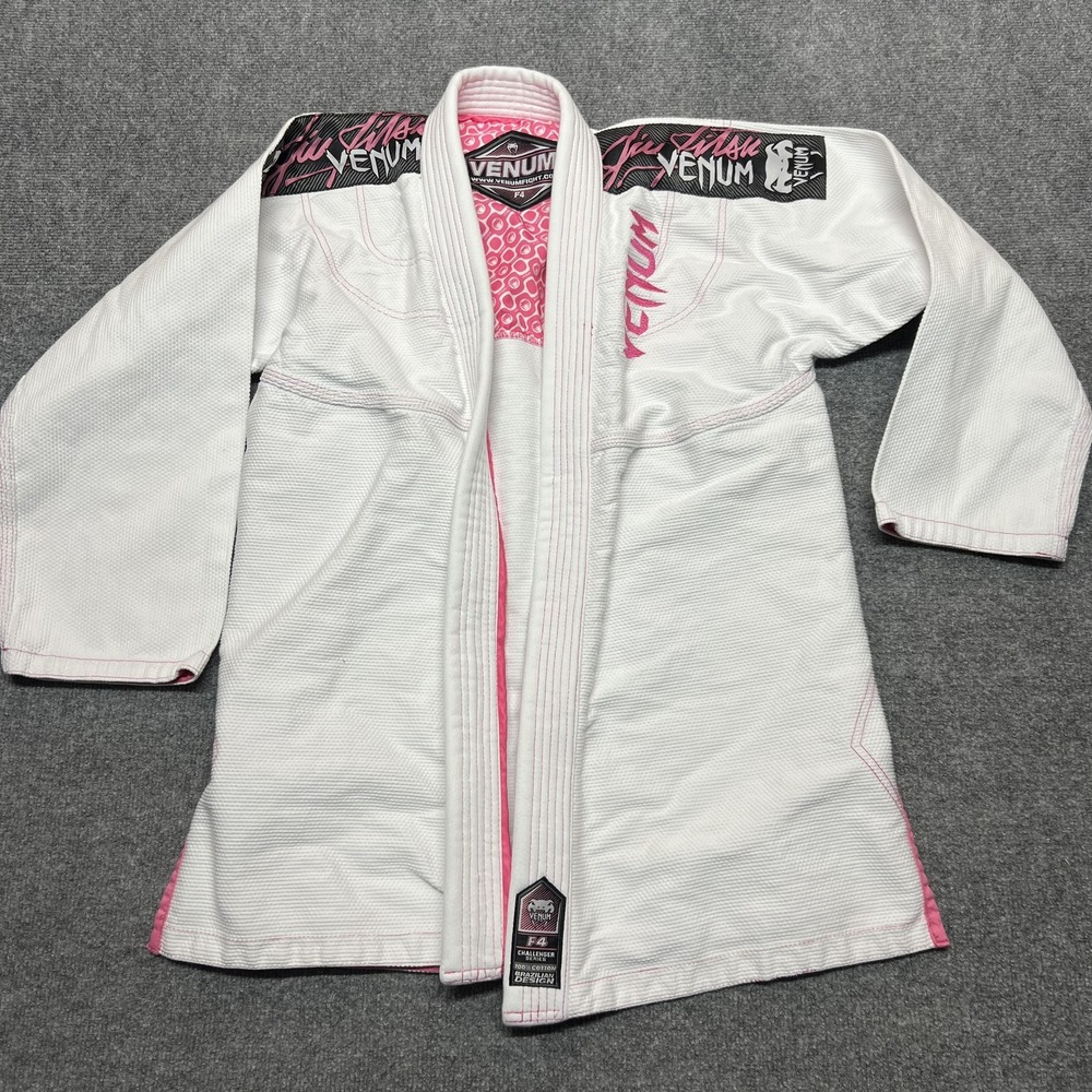 Venum Jiu Jitsu Gi Jacket Womens F4 Large White Pink Challenger Cotton